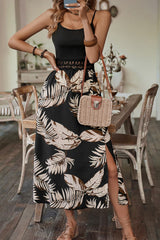 Printed Sleeveless Scoop Neck Slit Dress Midi Dresses JT's Designer Fashion