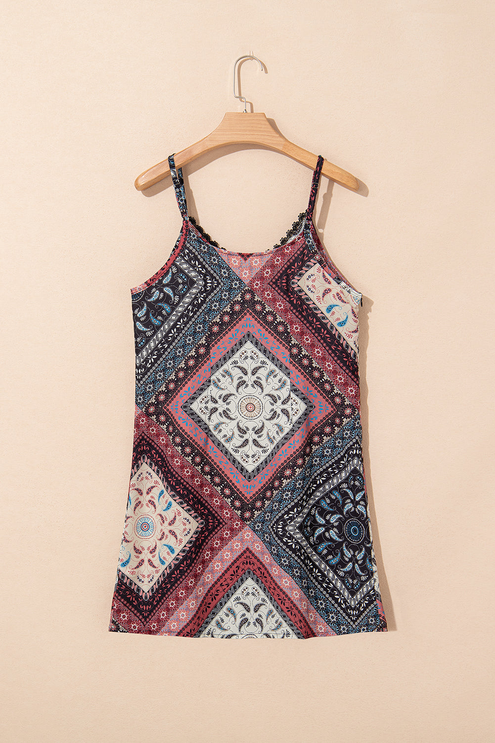 Red Geometric Paisley Print Sleeveless Shift Mini Dress Mini Dresses JT's Designer Fashion