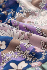 Purple Vintage Daisy Floral Puff Sleeve Ruffle Short Dress Floral Dresses JT's Designer Fashion