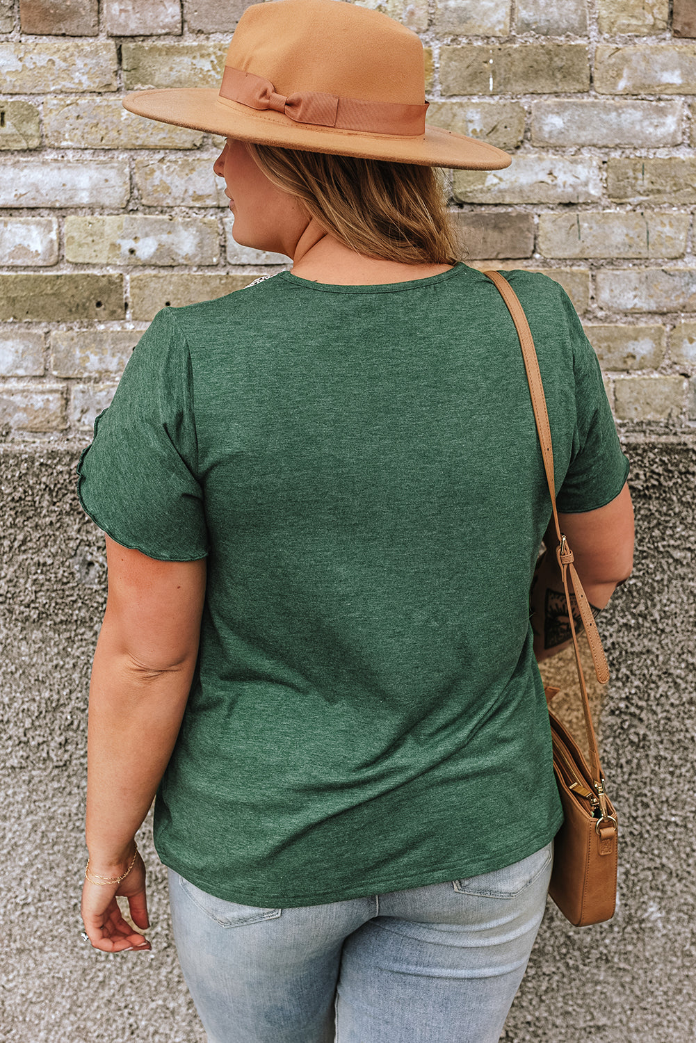 Blackish Green Embroidery V Neck Draped Sleeve Plus Size Blouse Plus Size JT's Designer Fashion