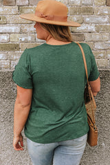 Blackish Green Embroidery V Neck Draped Sleeve Plus Size Blouse Plus Size JT's Designer Fashion