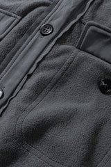 Gray Turn Down Collar Buttoned Shirt Jacket Jackets JT's Designer Fashion