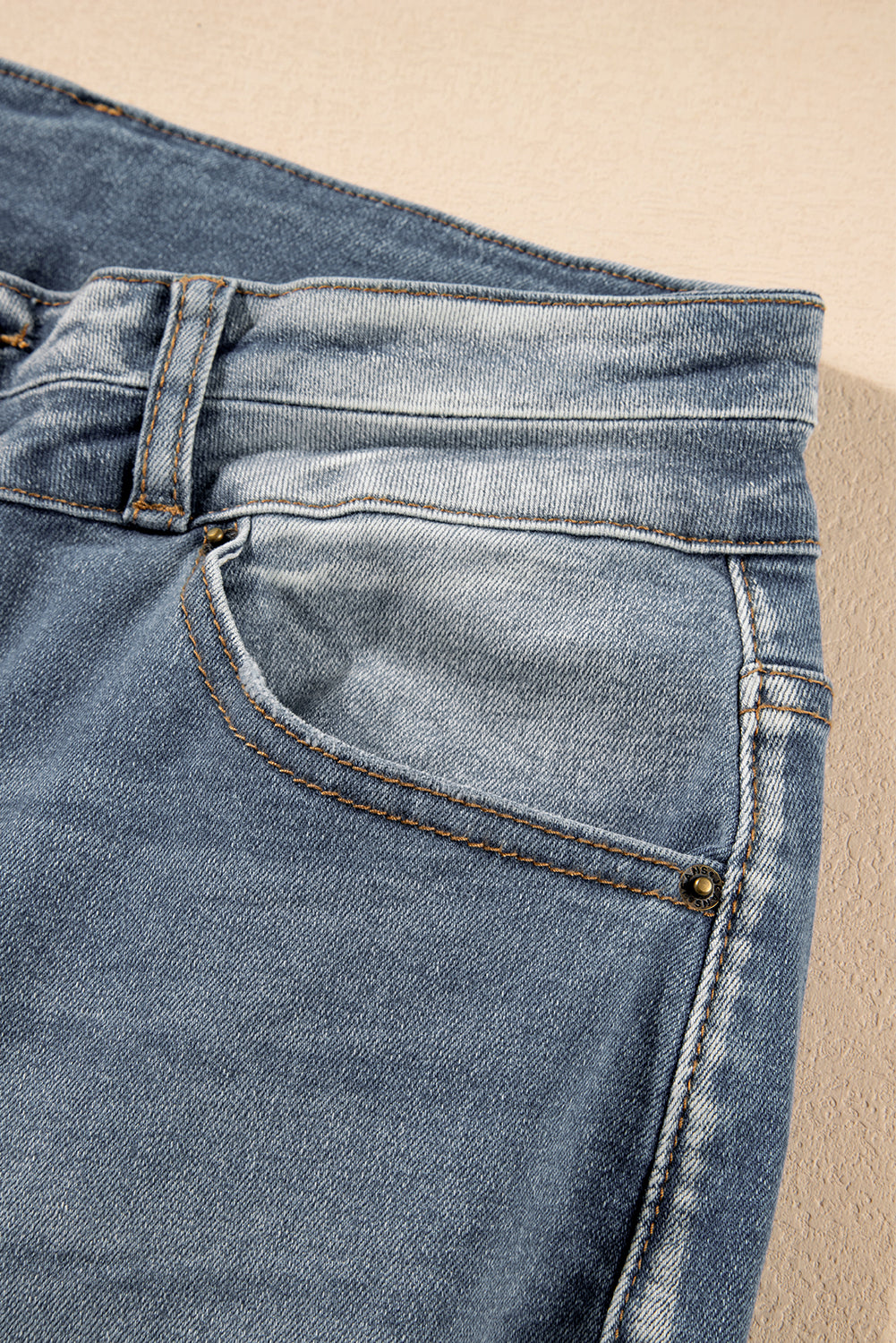 Dusk Blue Vintage Light Wash Ripped Raw Edge Flare Jeans Jeans JT's Designer Fashion
