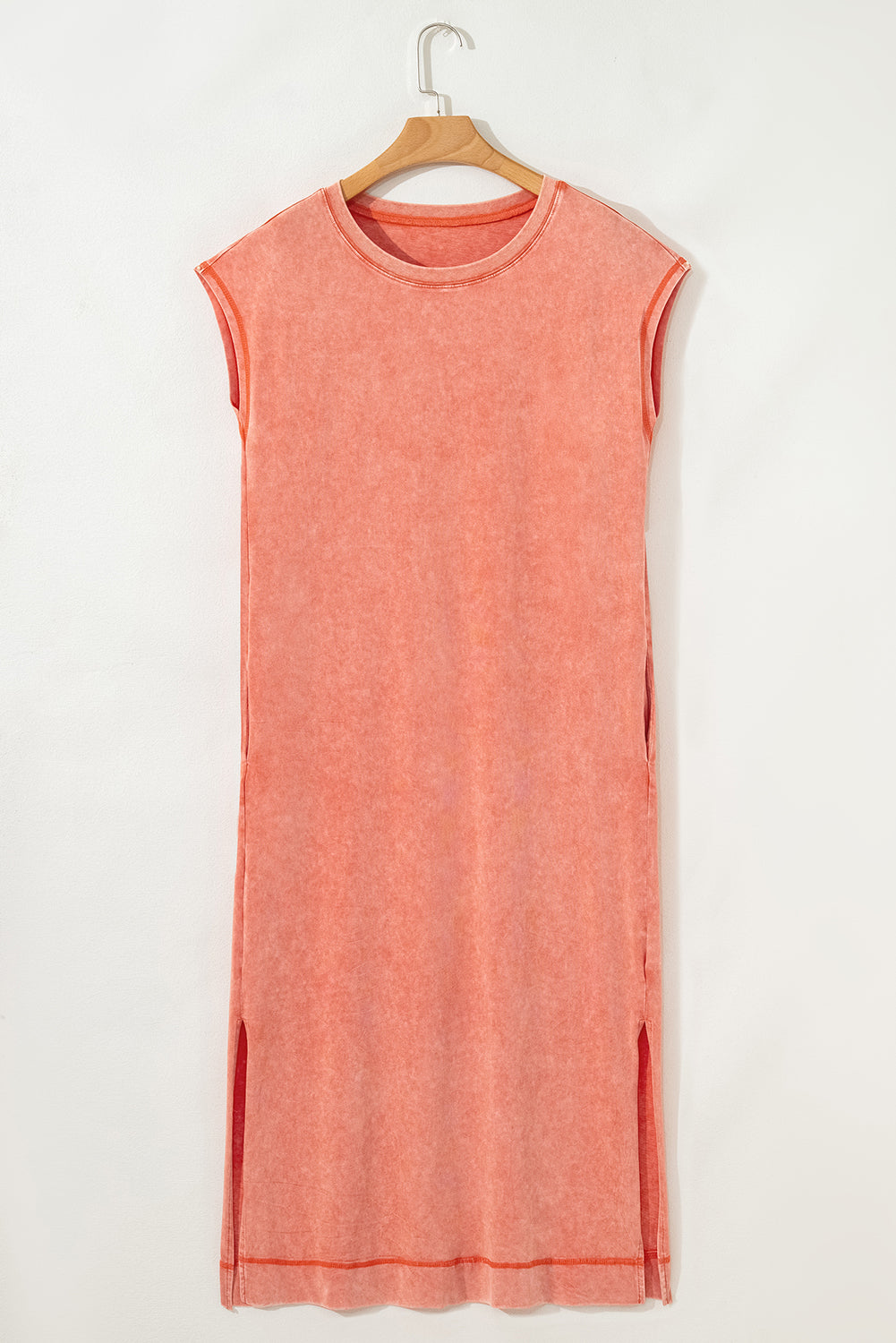 Carrot Mineral Wash Pocketed T-shirt Long Dress T Shirt Dresses JT's Designer Fashion