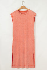 Carrot Mineral Wash Pocketed T-shirt Long Dress T Shirt Dresses JT's Designer Fashion