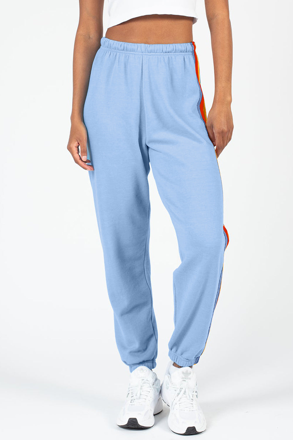Light Blue Counting Rainbows High Waist Sweatpants Pants & Culotte JT's Designer Fashion