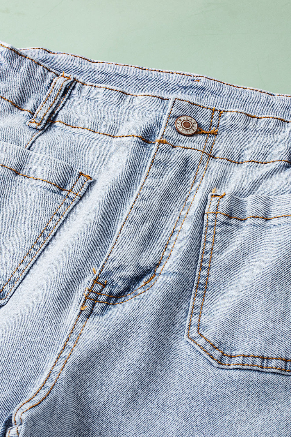 Beau Blue Acid Wash Contrast Edge Pocketed Cropped Jeans Jeans JT's Designer Fashion