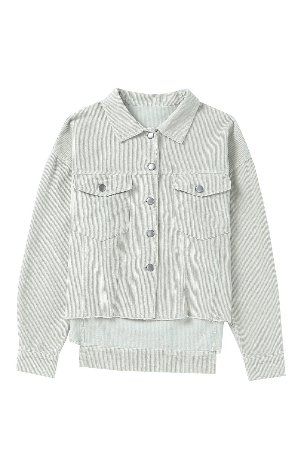 Sky Blue Raw Hem Flap Pockets Cropped Corduroy Jacket Jackets JT's Designer Fashion