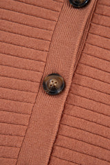 Apricot Pink Wide Rib Knit Button Front Dolman Sleeve Sweater Cardigan Cardigans JT's Designer Fashion