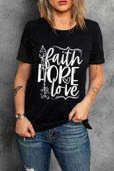 Black Faith Hope Love Graphic T Shirt Graphic Tees JT's Designer Fashion
