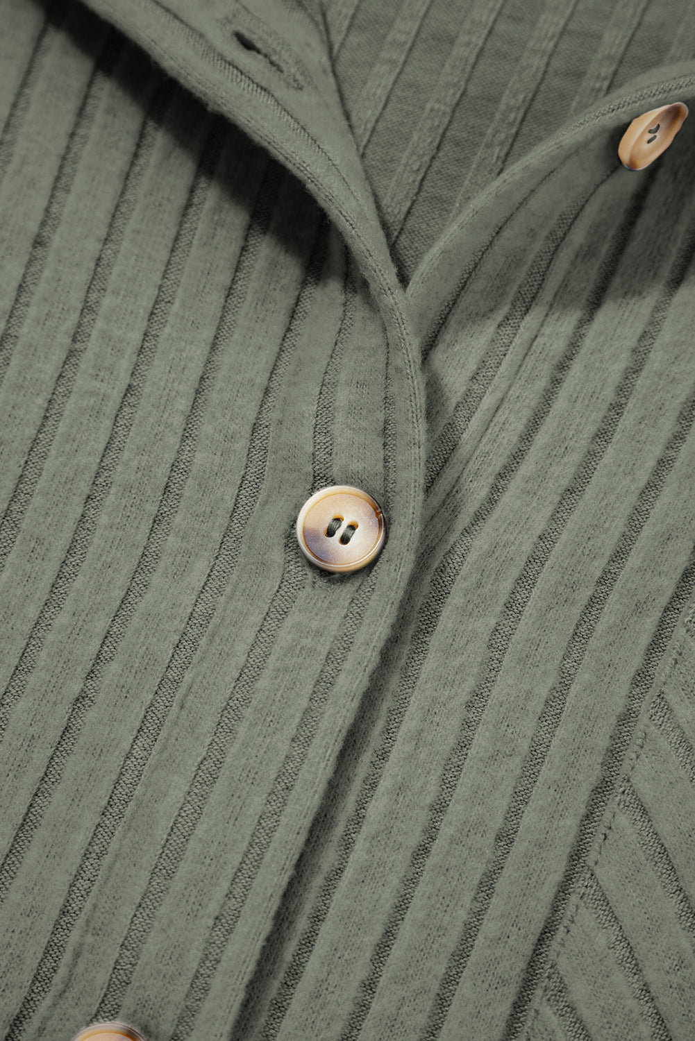 Mist Green Thermal Ribbed Texture Drop Shoulder Button Up Shacket Jackets JT's Designer Fashion