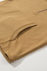 Brown Solid Kangaroo Pocket Half Zipper Oversized Hoodie Sweatshirts & Hoodies JT's Designer Fashion