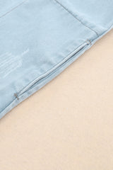 Sky Blue Flap Pocket Buttoned Raw Hem Denim Jacket Denim Jackets JT's Designer Fashion