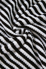 Black Stripe Zip up Collar Drop Shoulder Sweater Sweaters JT's Designer Fashion