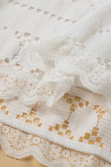 Lace Crochet Hollowed Scallop Hem V Neck Blouse Blouses & Shirts JT's Designer Fashion