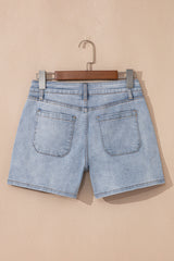 Beau Blue Light Wash High Rise Denim Shorts Denim Shorts JT's Designer Fashion