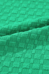 Bright Green Textured Puff Short Sleeve Notched V Neck Top Blouses & Shirts JT's Designer Fashion