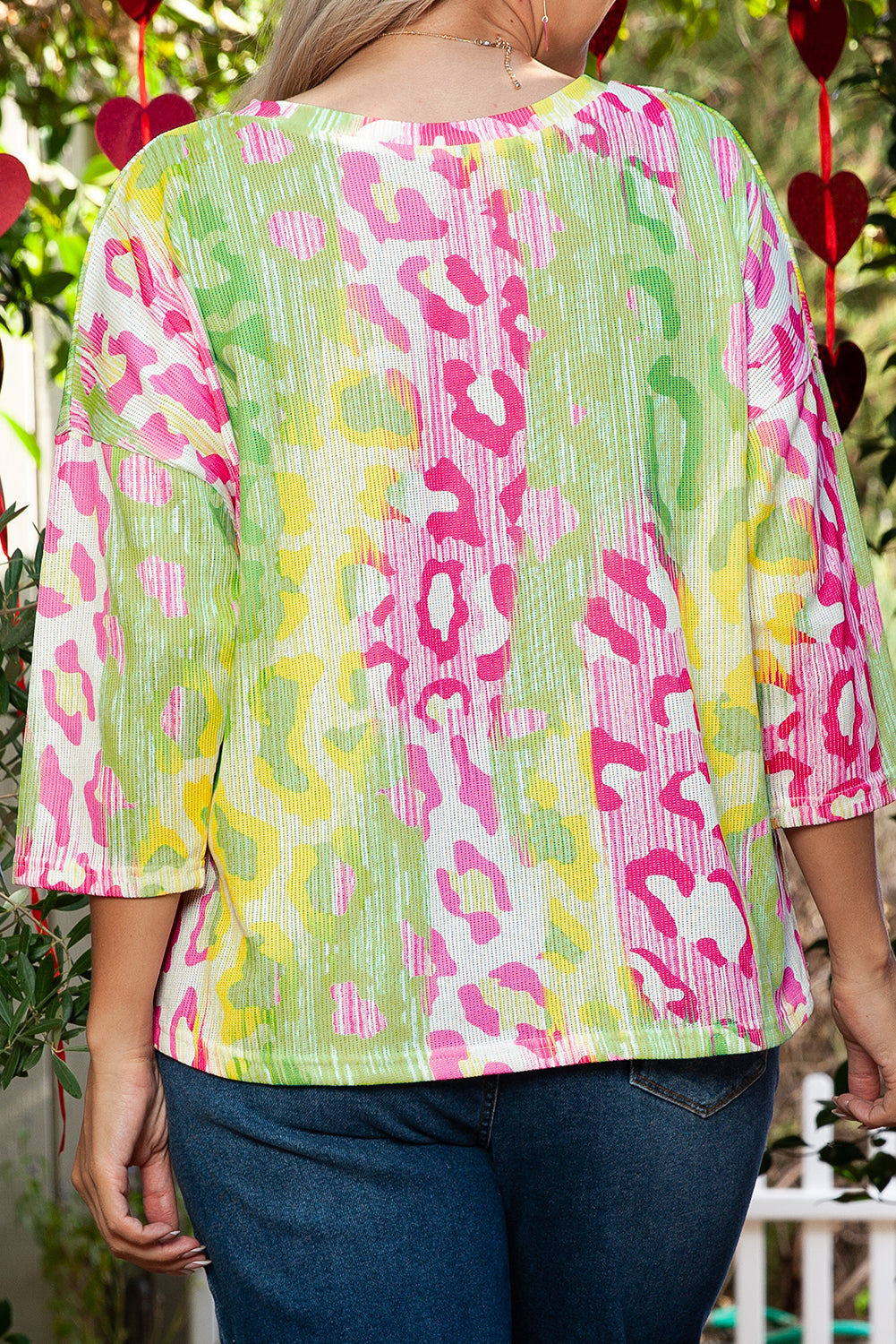 Multicolour Leopard Color Block Knitted Crewneck Plus Size T Shirt Plus Size Tops & Tees JT's Designer Fashion