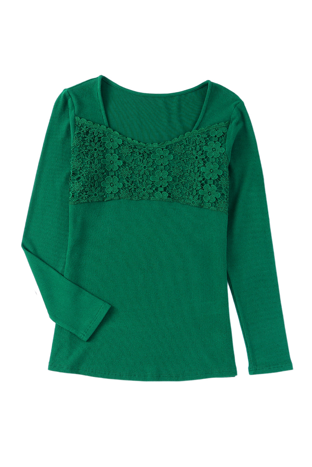 Green Lace Crochet V Neck Long Sleeve Top Long Sleeve Tops JT's Designer Fashion