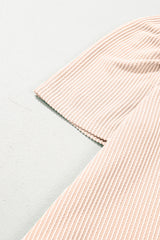 Parchment Corded Knit Crew Neck Puff Sleeve Shift Mini Dress T Shirt Dresses JT's Designer Fashion