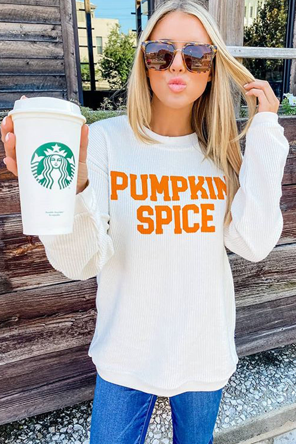 PUMPKIN SPICE Graphic Pullover Knit Top Long Sleeve Tops JT's Designer Fashion