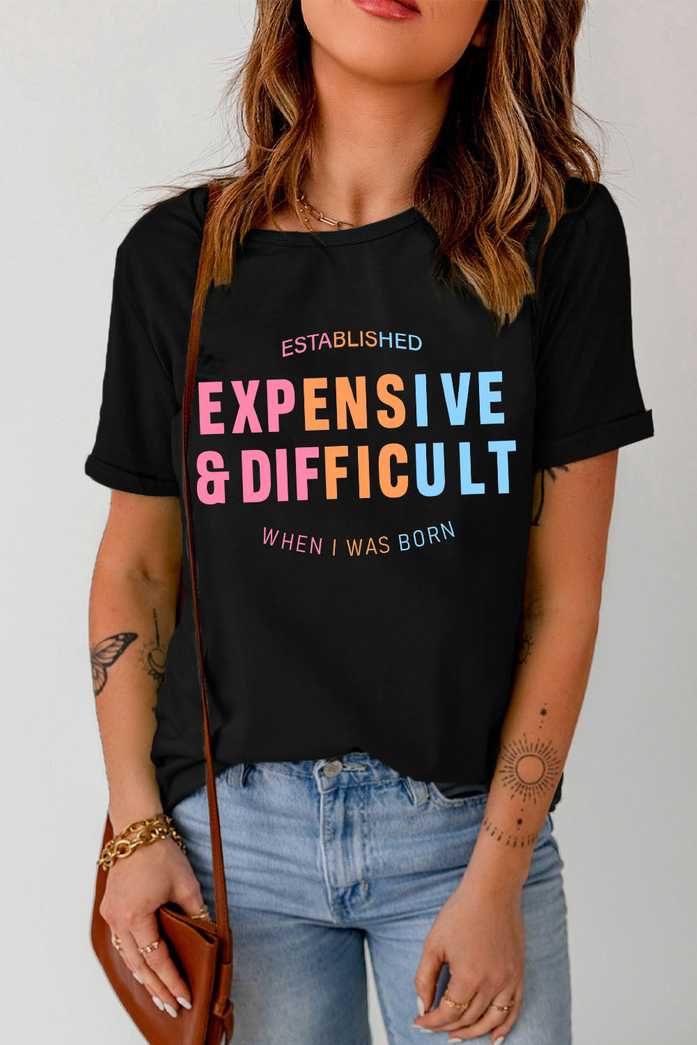 Black EXPENSIVE&DIFFICULT Graphic Tee Graphic Tees JT's Designer Fashion