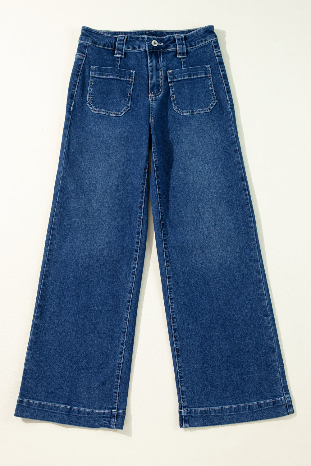 Sail Blue Wide Leg Pocketed High Waist Jeans Jeans JT's Designer Fashion