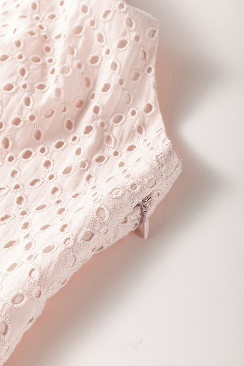 Delicacy Embroidered Eyelets Ruffled Hem Sleeveless Mini Dress Mini Dresses JT's Designer Fashion