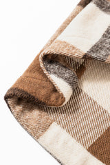 Light French Beige Flannel Plaid Double Flap Pocket Shacket Plaid Shackets JT's Designer Fashion