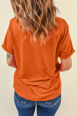 Orange SPOOKY Vibe Ghost Print Crewneck Halloween T Shirt Graphic Tees JT's Designer Fashion