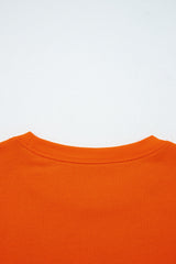 Orange Varsity Striped Sleeve Drop Shoulder Sweatshirt and Short Set Short Sets JT's Designer Fashion