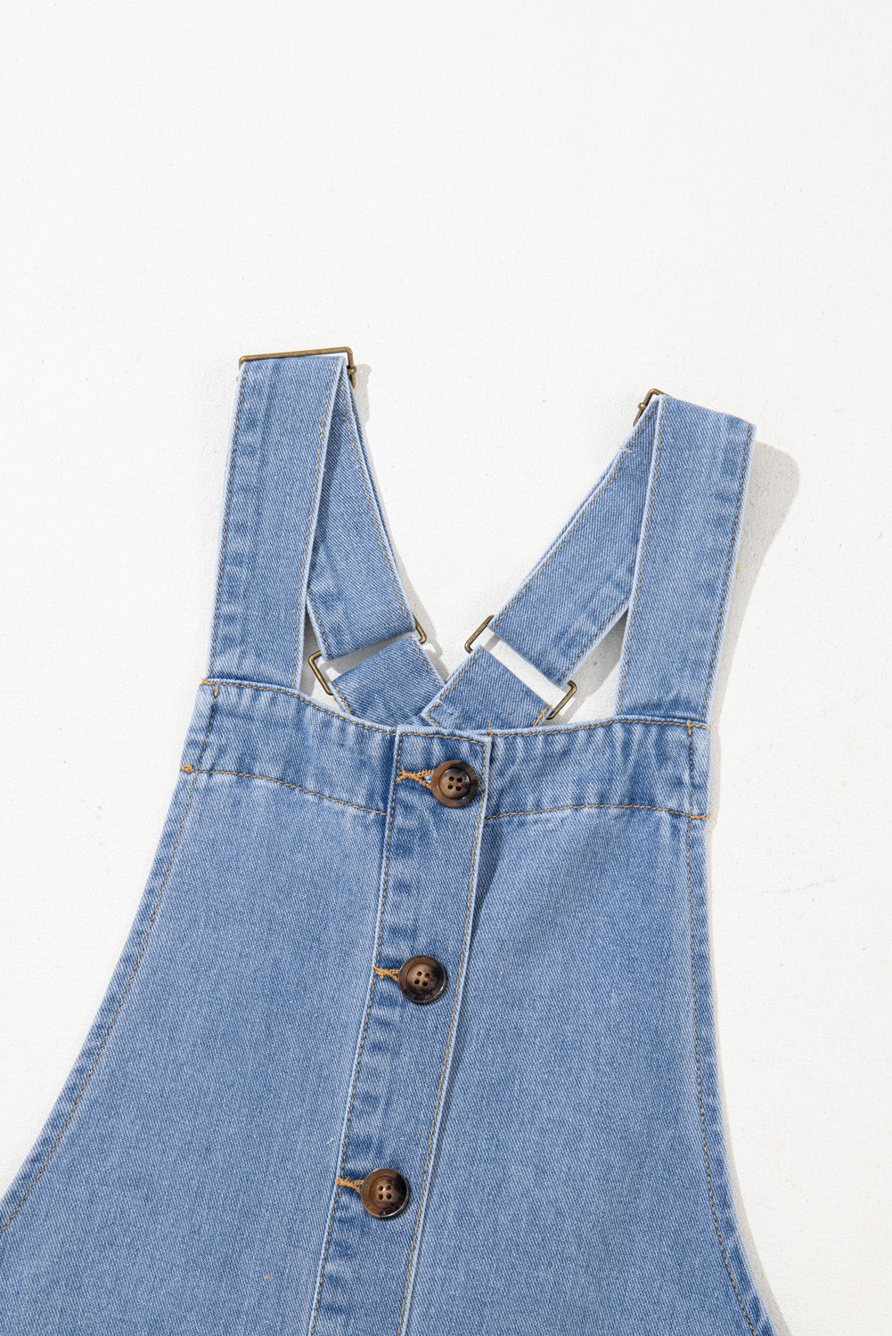 Beau Blue Wide Strap Button Front Pocketed Denim Mini Dress Mini Dresses JT's Designer Fashion