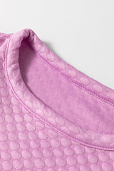 Phalaenopsis Solid Textured O Neck Puff Sleeve Blouse Blouses & Shirts JT's Designer Fashion