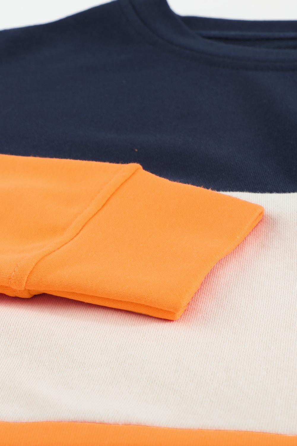 Colorblock Orange Contrast Stitching Sweatshirt with Slits Sweatshirts & Hoodies JT's Designer Fashion