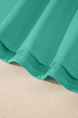 Sea Green Solid Loose V Neck Half Sleeve Tee and Shorts Short Sets JT's Designer Fashion