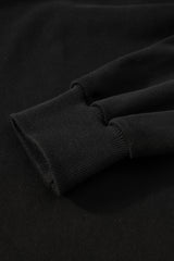 Black Solid O Neck High Low Hem Pullover Sweatshirt Sweatshirts & Hoodies JT's Designer Fashion
