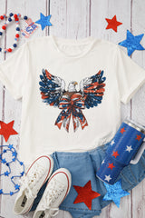 White American Flag Eagle Print Independence Day Tee Graphic Tees JT's Designer Fashion