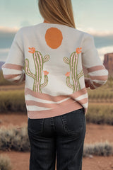 Apricot Desert Cactus Buttoned Front Sweater Cardigan Cardigans JT's Designer Fashion