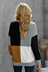 Color Block Round Neck Long Sleeves Pullover Sweatshirt Sweatshirts & Hoodies JT's Designer Fashion