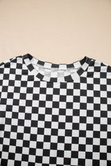 Black Checkerboard T Shirt and High Waist Skorts 2 Piece Outfit Short Sets JT's Designer Fashion