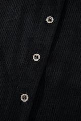 Black Corduroy Shirt Style Full Button Long Sleeve Shift Mini Dress Mini Dresses JT's Designer Fashion