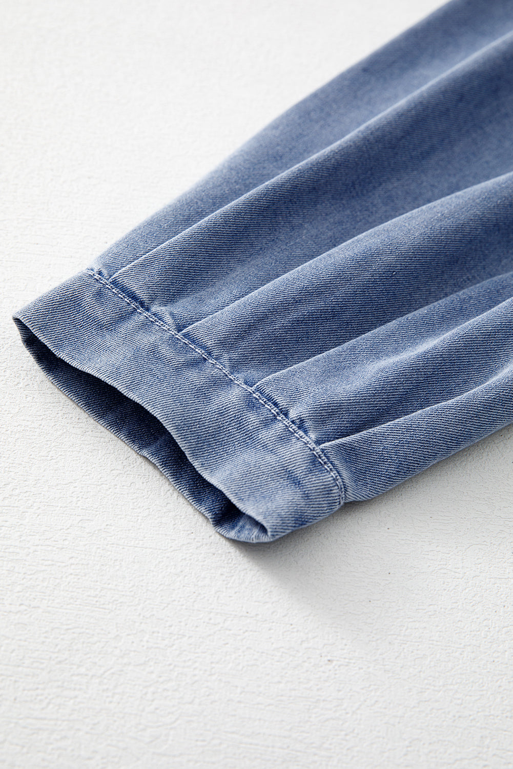 Myosotis Denim Front Pintuck Bow Tie Puff Sleeve Top Blouses & Shirts JT's Designer Fashion