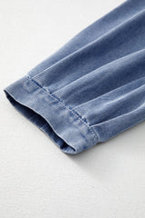 Myosotis Denim Front Pintuck Bow Tie Puff Sleeve Top Blouses & Shirts JT's Designer Fashion