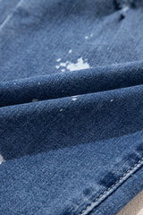 Ashleigh Blue Ripped Splattering Paint Rope Waist Cropped Straight Jeans Jeans JT's Designer Fashion
