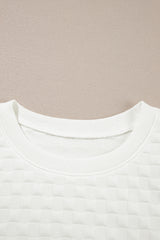 White Solid Color Checkered Texture Short 2pcs Outfit Short Sets JT's Designer Fashion