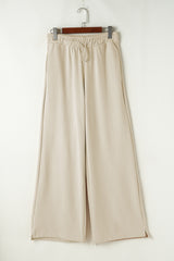 Apricot Loop Drawstring Casual Wide Leg Pants Pants & Culotte JT's Designer Fashion