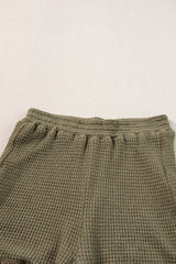 Laurel Green Fringe Trim Textured Short Two Piece Set Short Sets JT's Designer Fashion