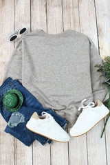 Gray Plain Crew Neck Pullover Sweatshirt Sweatshirts & Hoodies JT's Designer Fashion