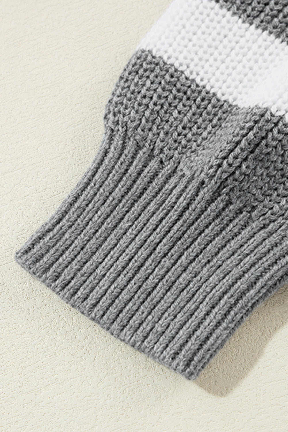 Gray Stripe Geometric Textured Drop Shoulder Sweater Sweaters JT's Designer Fashion