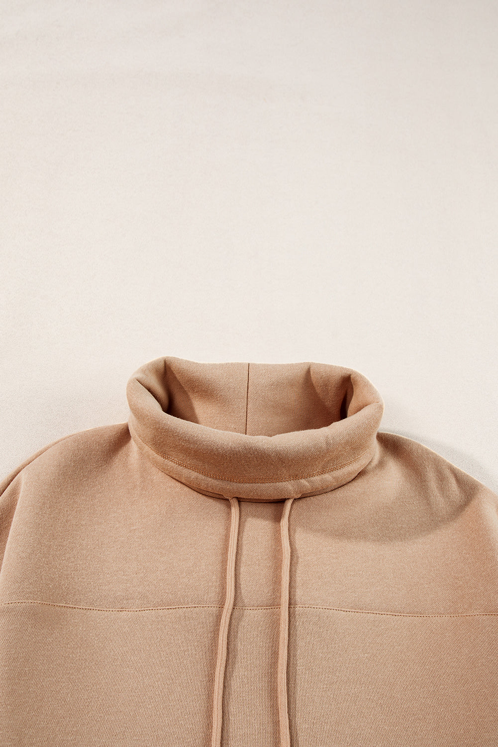 Light French Beige Drawstring Turtleneck Dolman Sleeve Sweatshirt Sweatshirts & Hoodies JT's Designer Fashion
